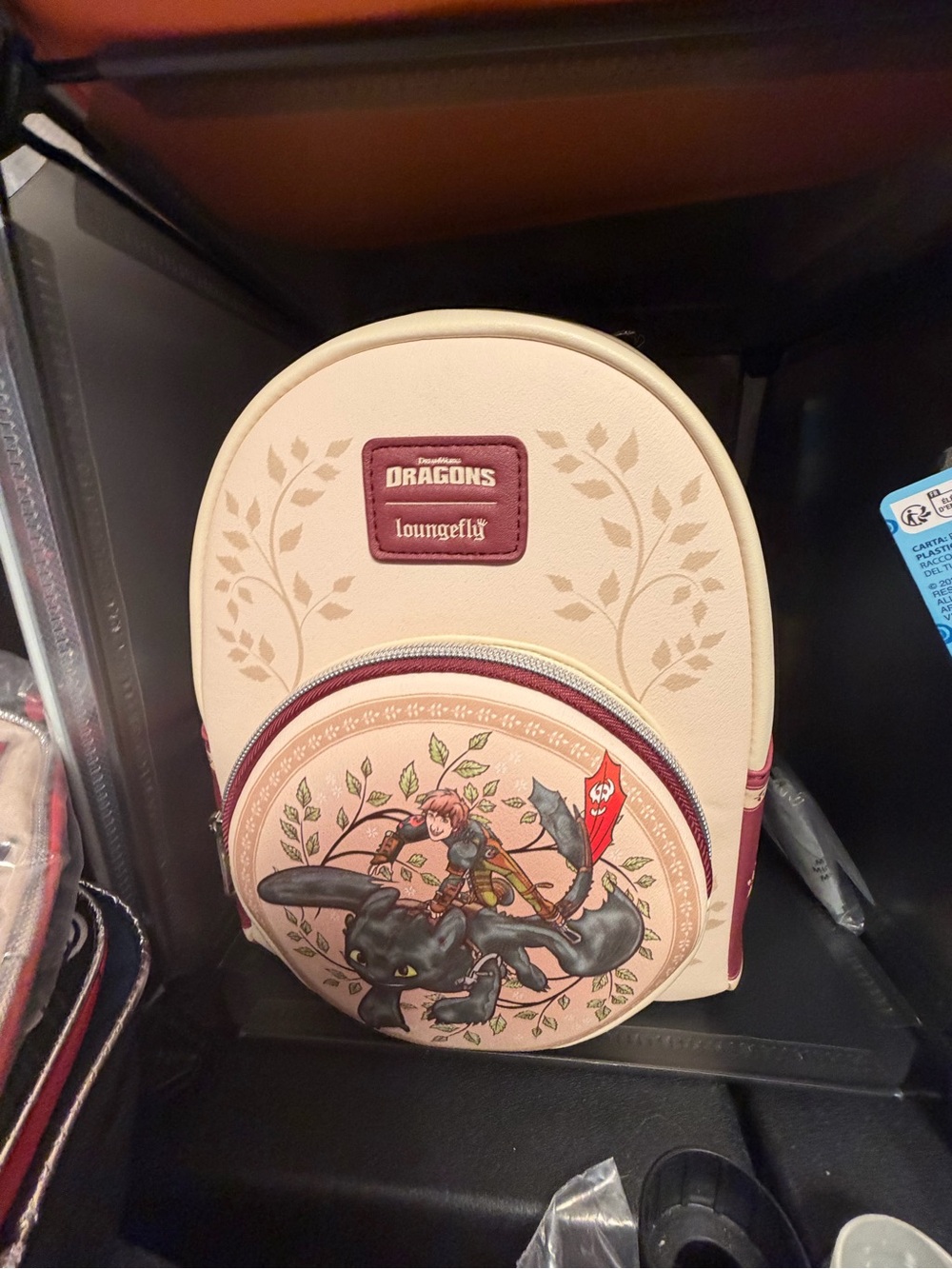 Loungefly Cream and Pink Kids Dragon Mini Backpack